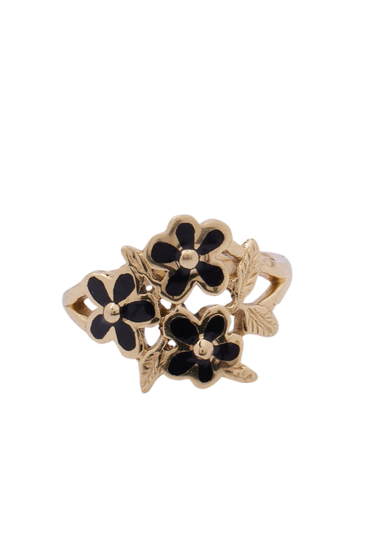 Xzota | Ringen | Resin black flower | Goud