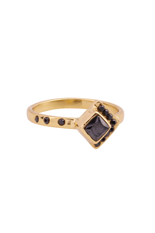 Xzota - Ringen - Onyx triangle-  Brass
