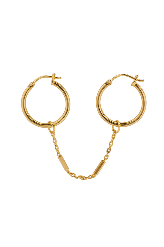 Xzota | Oorbellen | Double hoop chain | Goud