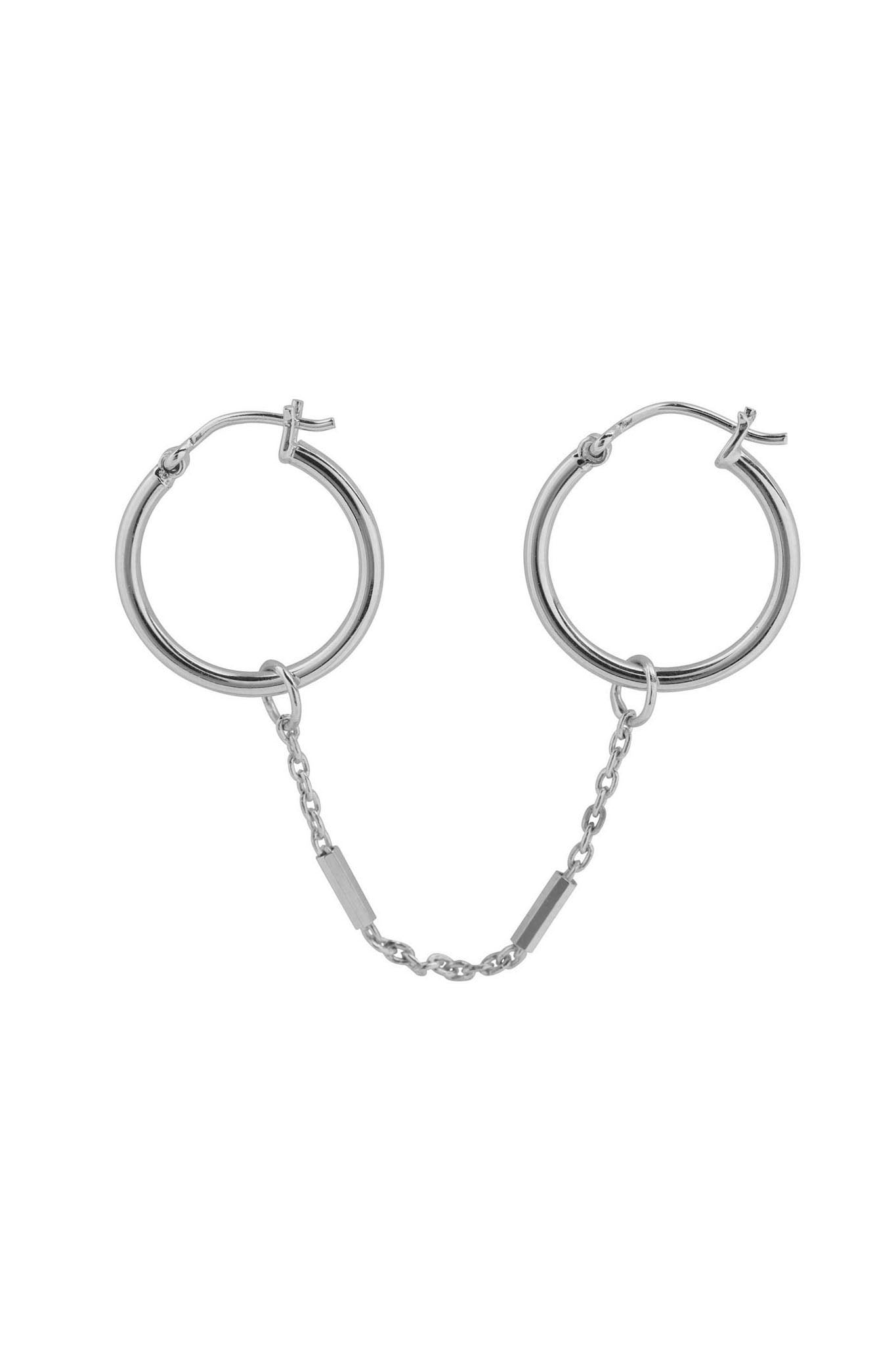 Xzota | Oorbellen | Double hoop chain | Zilver