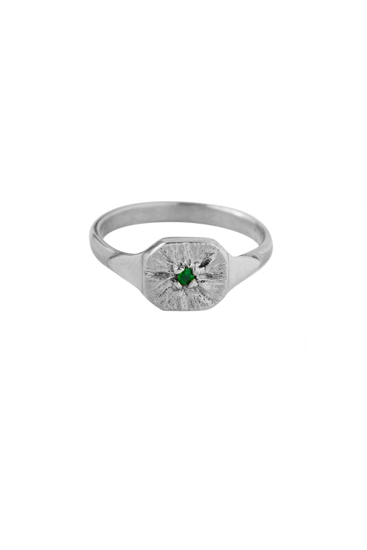 Xzota - Ringen - Green flower - Silver