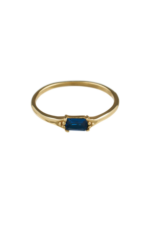 Brass Blue baquette ring
