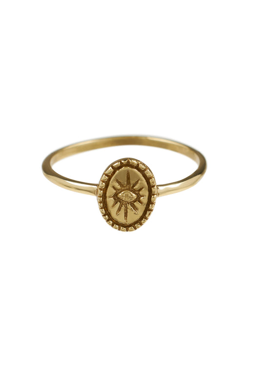 Ringen -oval signet sun ring - Brass