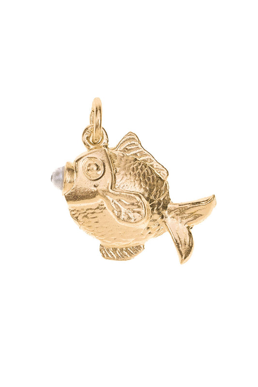 Thick pearl fish pendant g-p