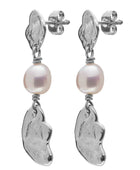 Silver organic pearl earring