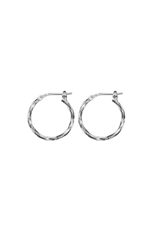 Silver shimmering hoop small