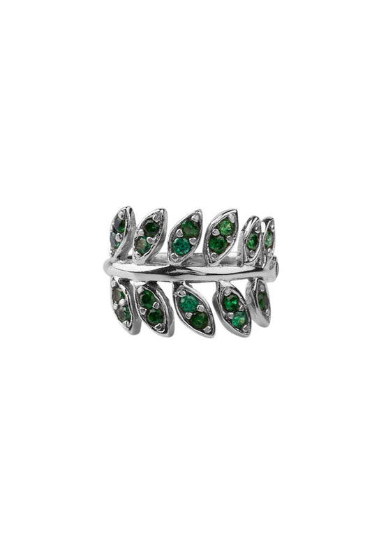 Xzota | Ringen | Green leaf | Zilver