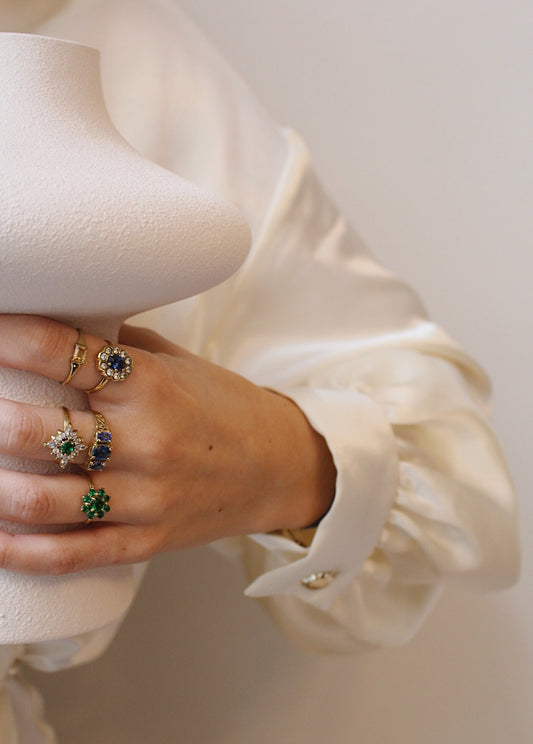 Ringen - Green daisy - Brass