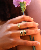 Ringen - Green flower - Brass