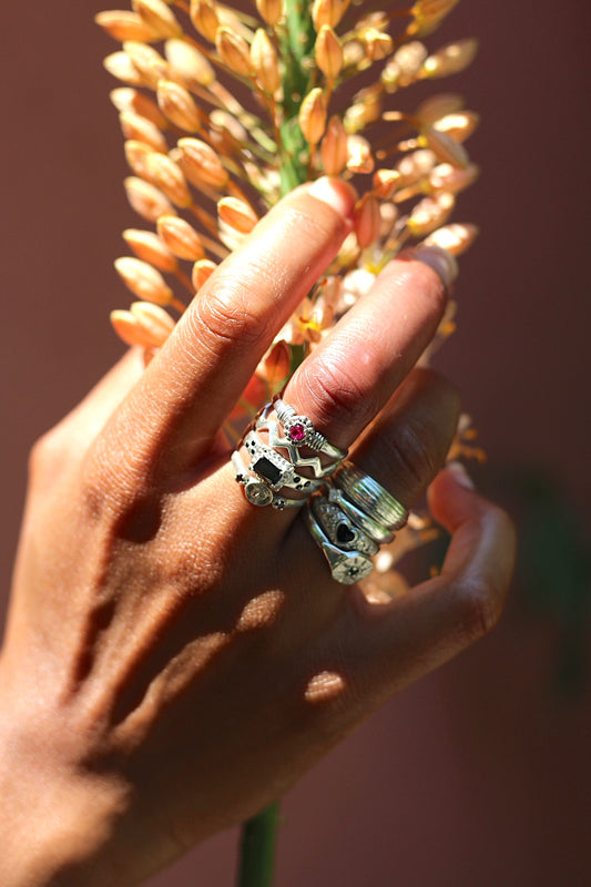 Silver happy face ring