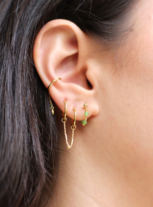 Oorbellen - Double hoop chain - Gold Plated