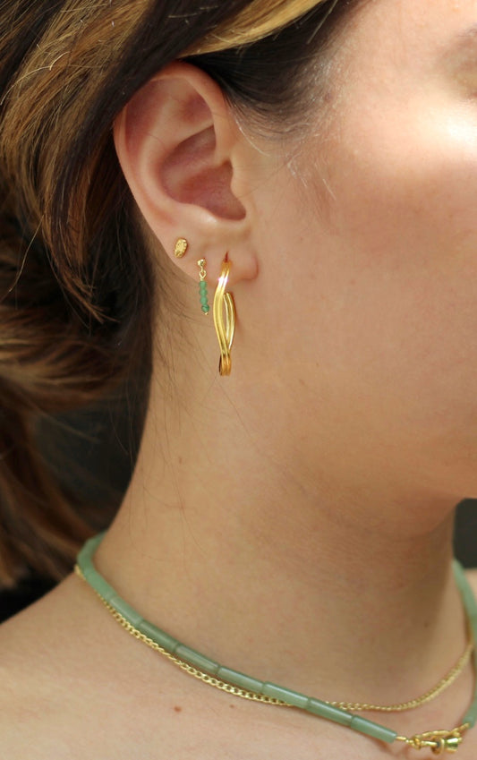 Oorbellen - Green aventurine - Silver