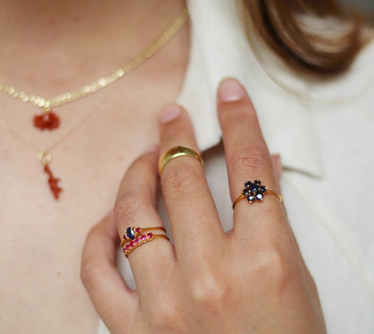 Brass ruby baguette ring