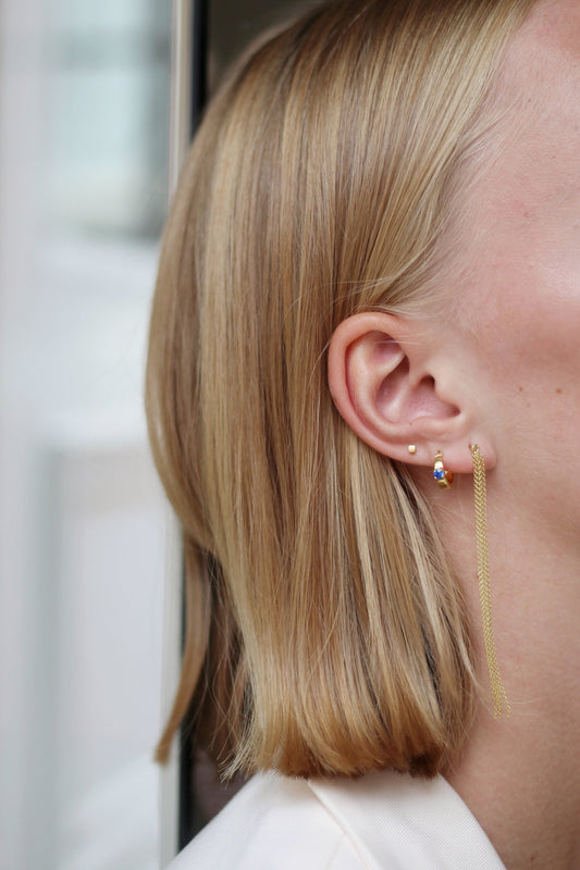 Oorbellen - Long tiny chain - Gold plated