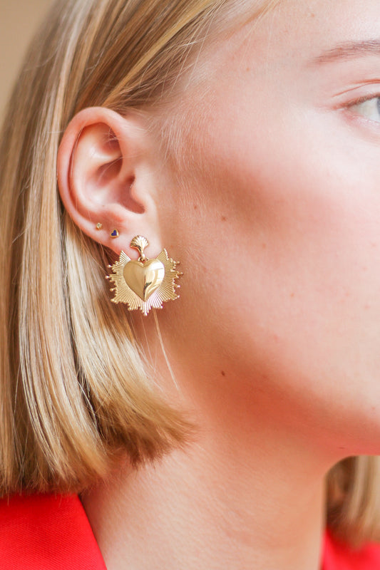 Oorbellen - Heart on fire - Gold plated