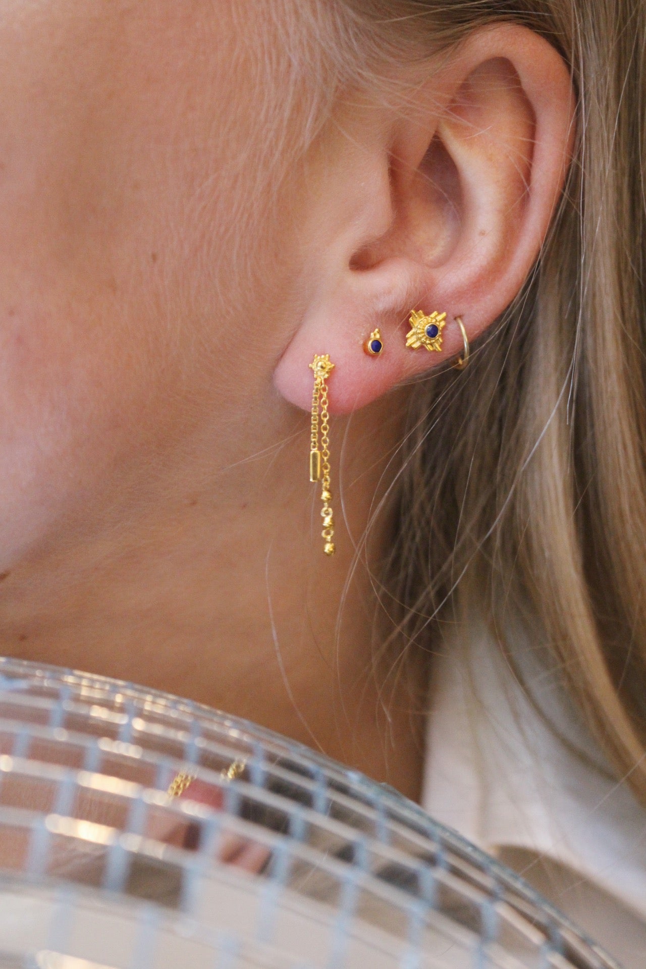 Oorbellen - Sun chain - Gold plated