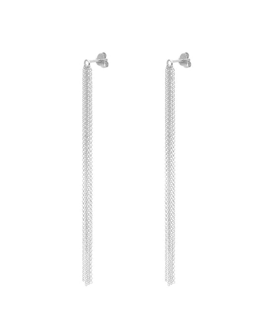 Oorbellen - Long tiny chain - Silver