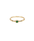 Xzota - Ringen - Twisted round green stone - Brass