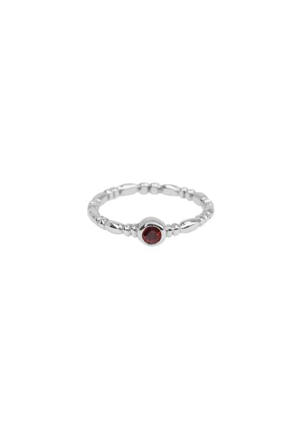 Xzota - Ringen - Twisted round garnet - Zilver