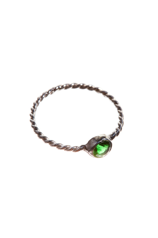 Xzota | Ringen | Spiral green zirkonia | Zilver