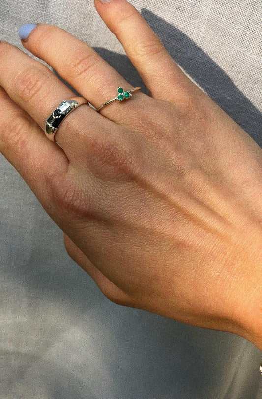 Xzota | Ringen | Triple green stone | Zilver