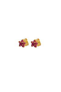 Oorbellen - Little flower ruby -  22K gold