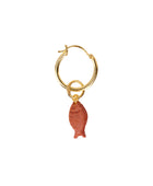 Xzota/ Oorbellen - Hoop tiny resin fish - Gold plated