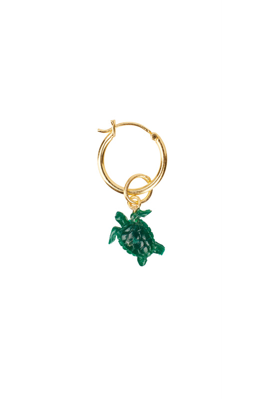 Xzota - Oorbellen - Hoop tiny resin turtle - Gold plated
