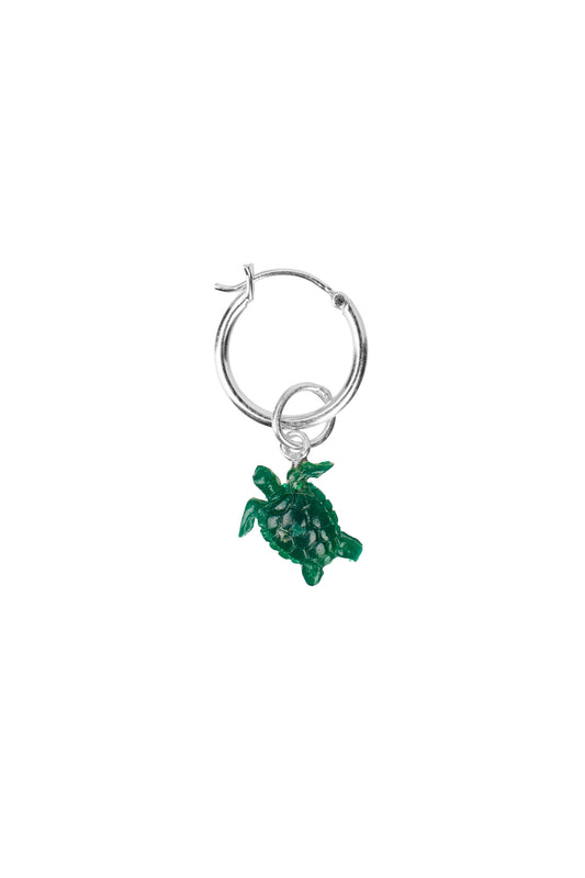 Xzota/ Oorbellen - Hoop tiny resin turtle - Silver
