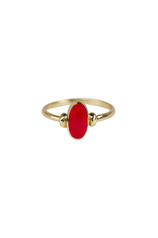 Xzota - Ringen - Oval red resin - Brass
