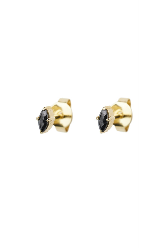 Xzota - Oorbellen - Onyx eyeshape stud - Gold plated