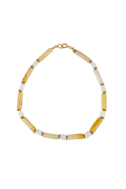 Xzota - Enkelbanden - Yellow jade - Gold plated