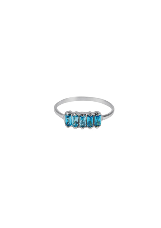 Xzota - Ringen - Light blue baquette - Silver