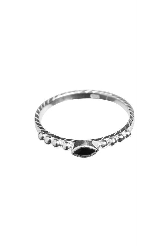 Xzota | Ringen | Onyx eyeshape dots | Zilver