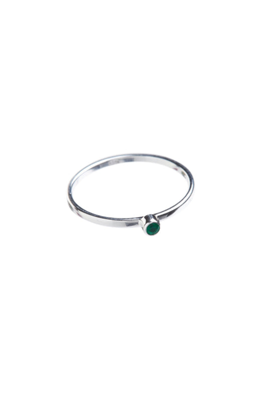 Xzota | Ringen | Small green onyx stone, 2 mm | Zilver