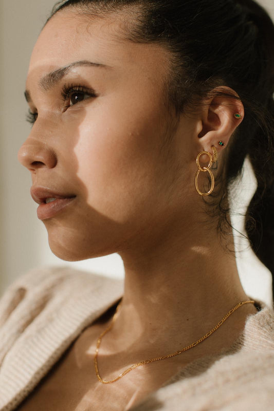 Xzota | Oorbellen | Double oval | Gold Plated