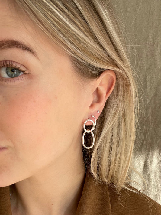 Xzota | Oorbellen | Double oval | Zilver