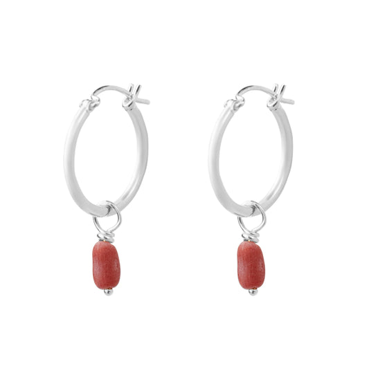 Oorbellen - Coral hoop - Silver