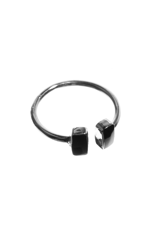 Xzota | Ringen | Double onyx rectangle | Zilver