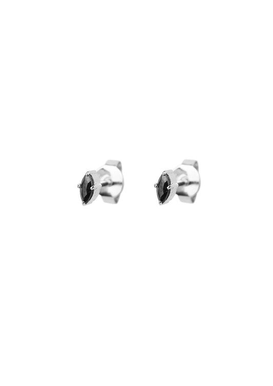 Xzota - Oorbellen - Onyx eyeshape stud - Gold plated