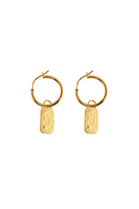 Xzota | Oorbellen | Tag hammered | Gold plated