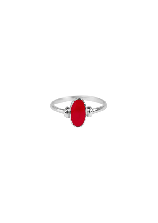 Xzota - Ringen - Oval red resin - Silver
