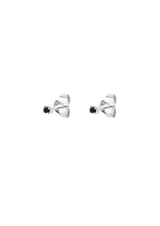 Xzota - Oorbellen - Garnet stud - Silver