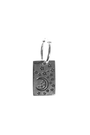 Xzota oorbellen, tag moon/star silver