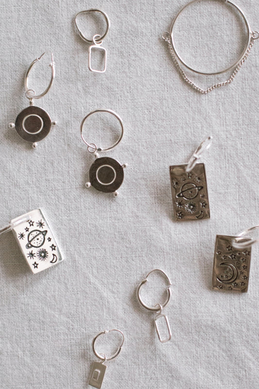 Oorbellen - Tag moon/star per piece - Silver - p.p