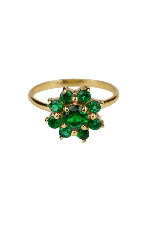 Xzota - Ringen - Green daisy - Brass