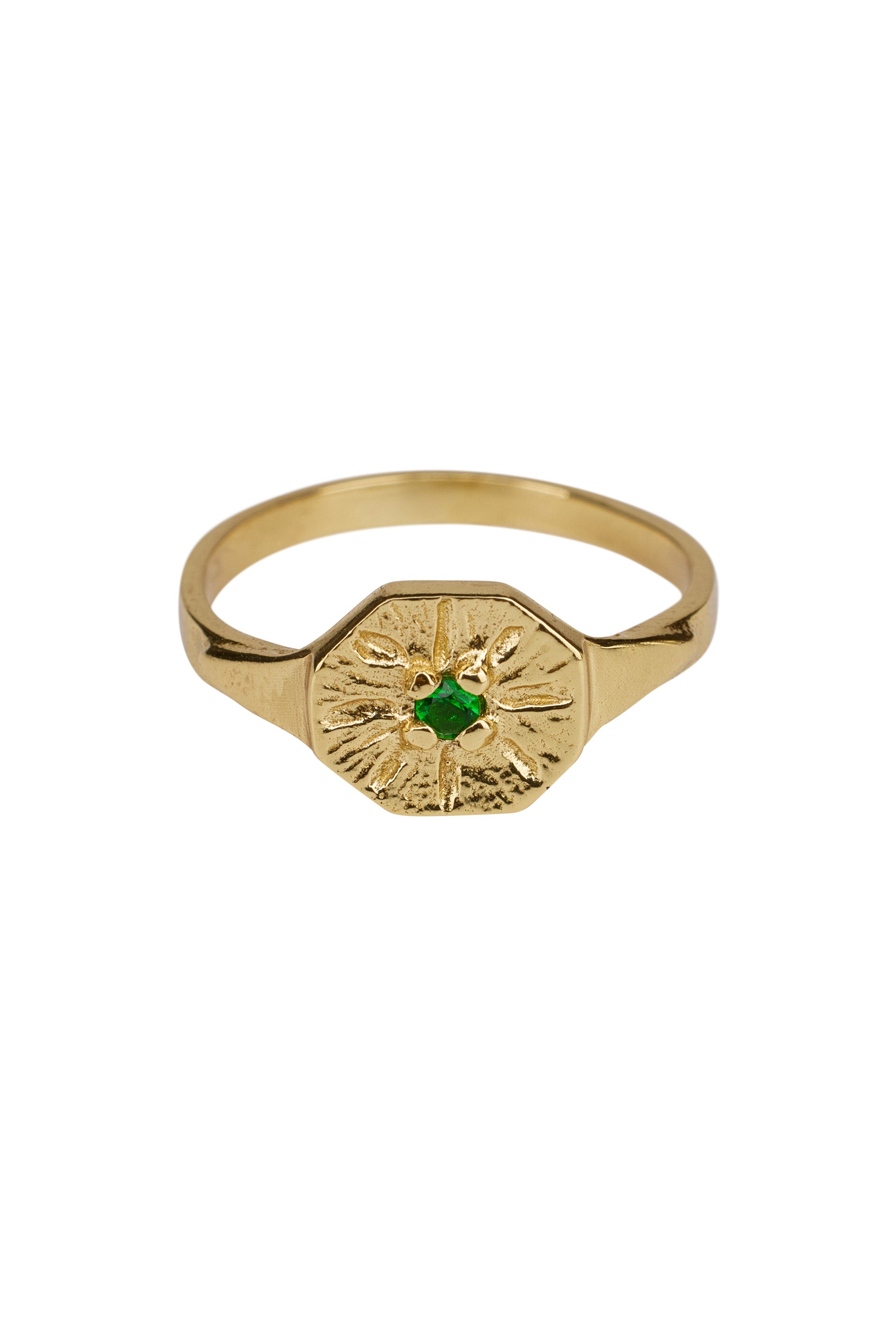 Xzota - Ringen - Green flower - Brass