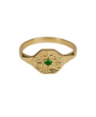 Xzota - Ringen - Green flower - Brass