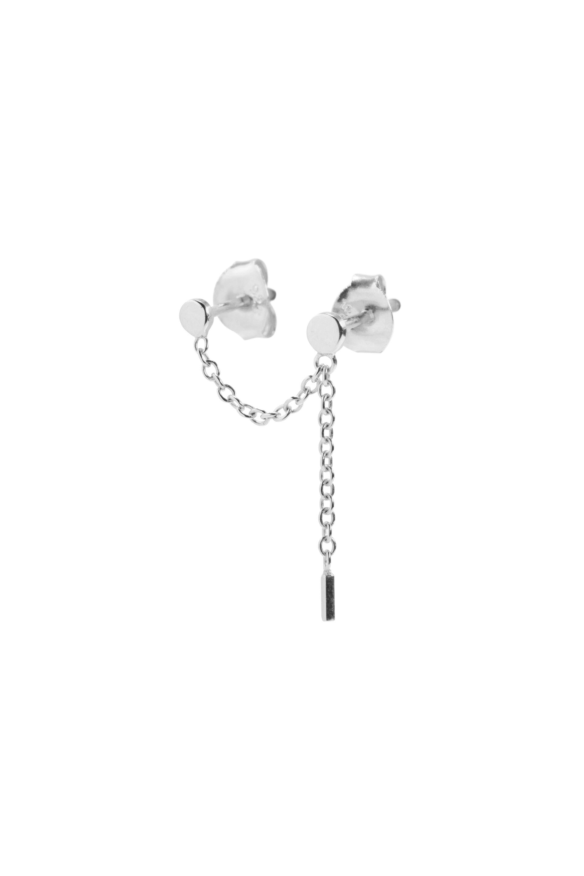 Xzota - Oorbellen - Double dot chain earing p.p - Silver